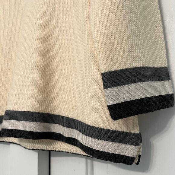 JCrew 100% Wool Sweater‎ White Cream Striped Knit Size Small Long Sleeve Warm - Picture 7 of 8